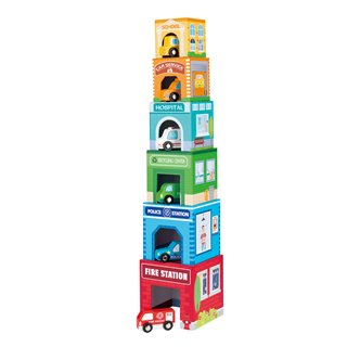 Lelin® Stacking Cube with 6 Vehicles